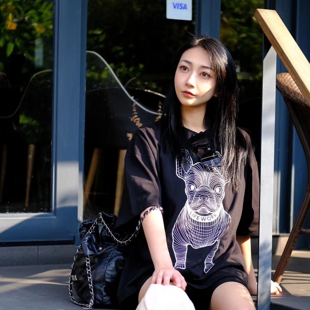 t恤23韩国小众短袖潮牌lifvork半袖3D立体狗头男女情侣款宽松