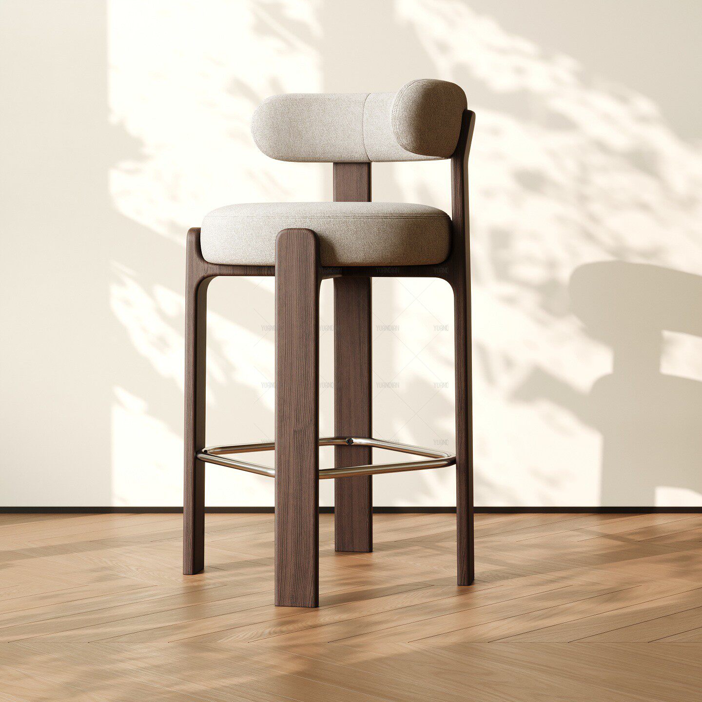 中古风全实木高脚椅吧椅设计师岛台椅餐椅酒吧椅白蜡木家用吧台椅