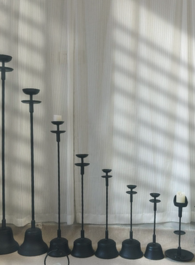 侘寂风铁艺烛台中古风禅意蜡烛台油灯怀旧高级感落地灯家用摆件