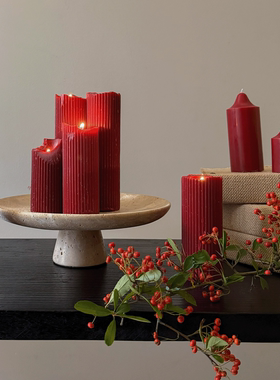 新年红色香薰蜡烛装饰氛围摆件托盘套餐蜡烛烛台喜庆过年乔迁礼物