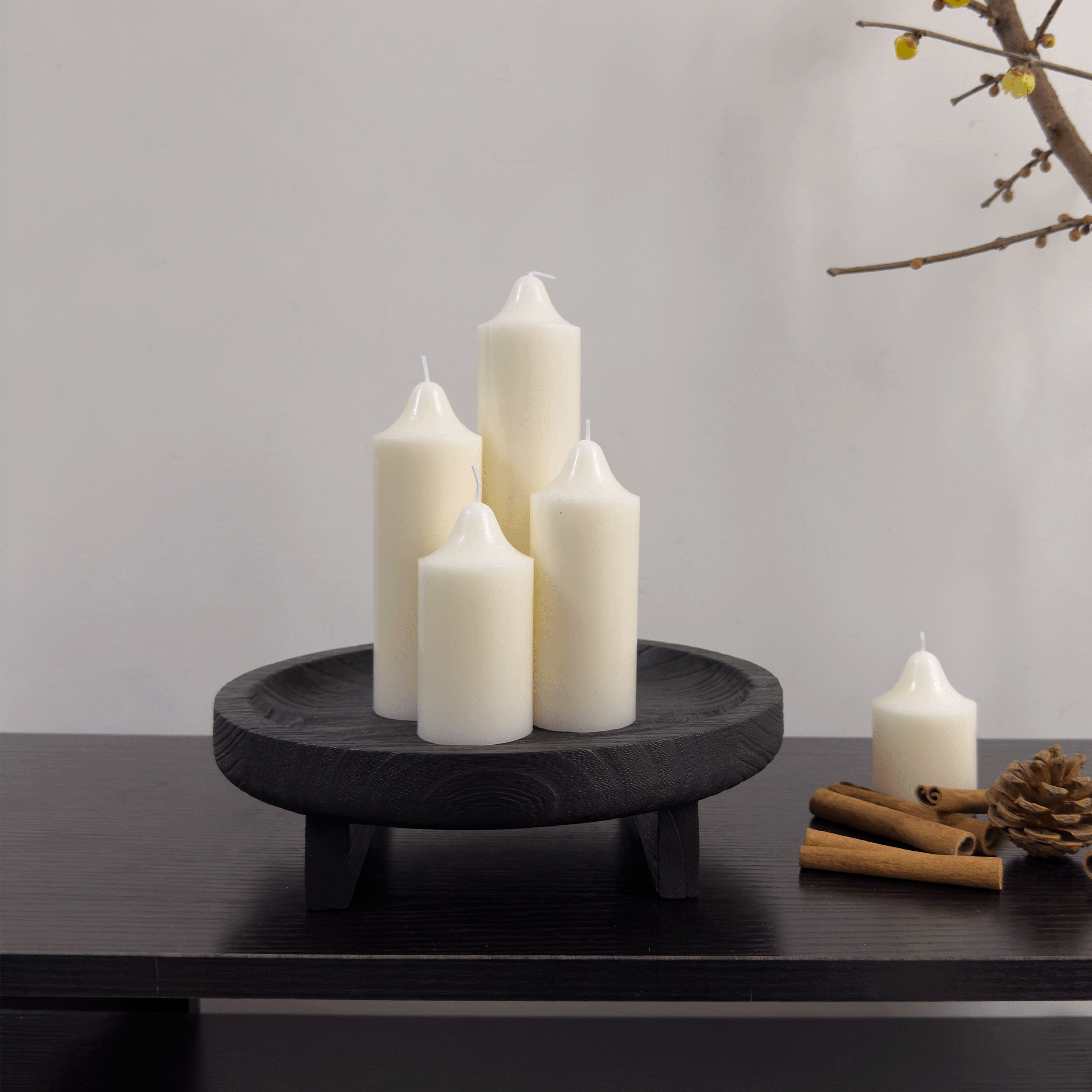 侘寂风碳化黑色木质果盘香薰蜡烛托盘高级感家用干果盘民宿木盘,家居饰品,装饰摆件,淘宝优惠券,粉丝福利购,淘宝优惠卷