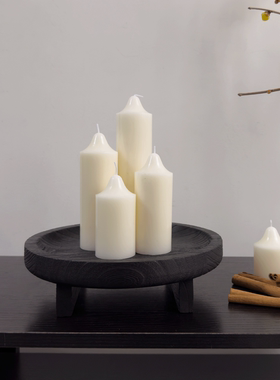 侘寂风碳化黑色木质果盘香薰蜡烛托盘高级感家用干果盘民宿木盘