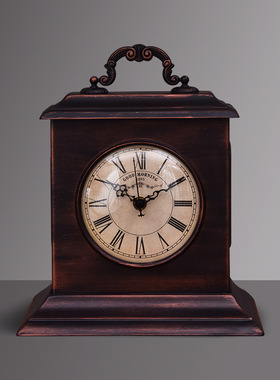 美式复古钟台式座钟桌面装饰摆件古典民国做旧时钟怀旧高档台钟