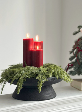 新年装饰品红色香薰蜡烛托盘烛台套餐软装桌面烛台摆件氛围布置
