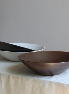 侘寂风大口盆花盆客厅插花软装造景花器陶瓷古典大碗花瓶装饰摆件