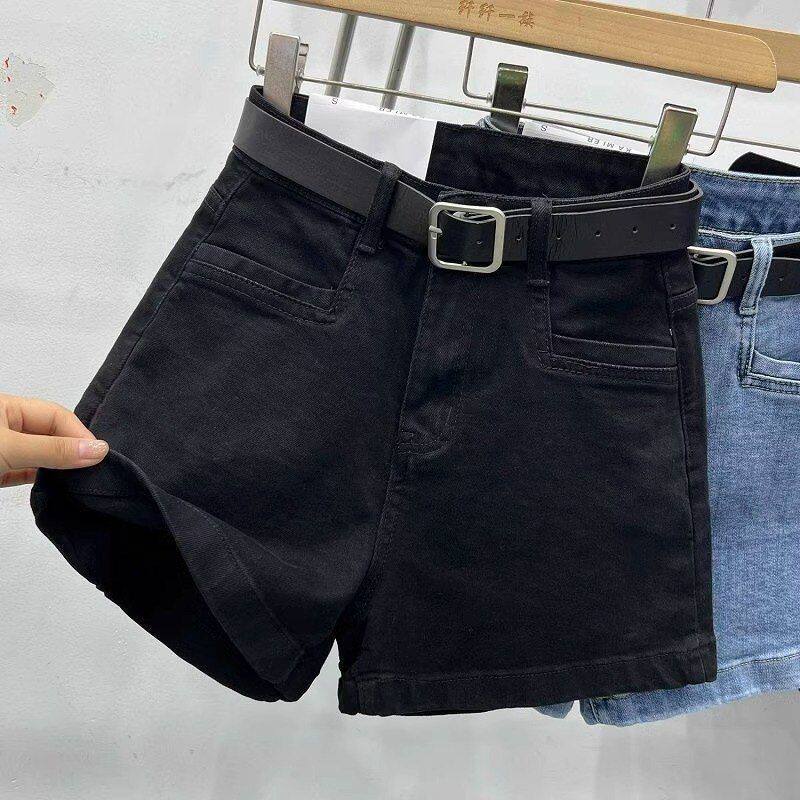 2024年春夏季牛仔短裤女装高腰显瘦直筒裤设计感小众热裤甜酷裤子