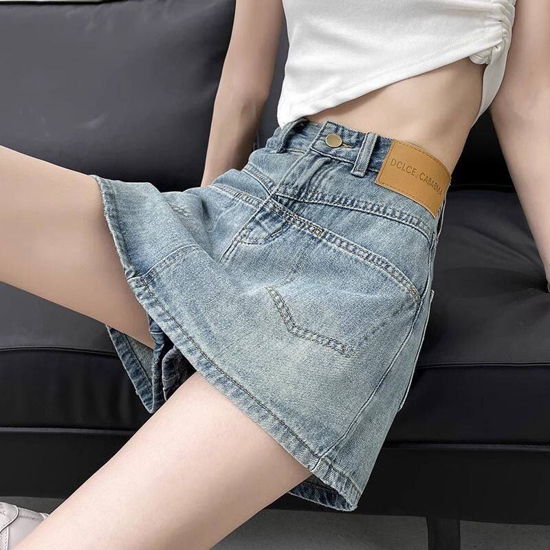 复古辣妹牛仔半身裙裤女2024年夏季新款高腰遮肉显瘦a字包臀短裙