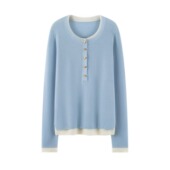 康赛妮80支100羊绒精纺3股织假两件时尚 弹力贴身套头衫 柔软亲肤