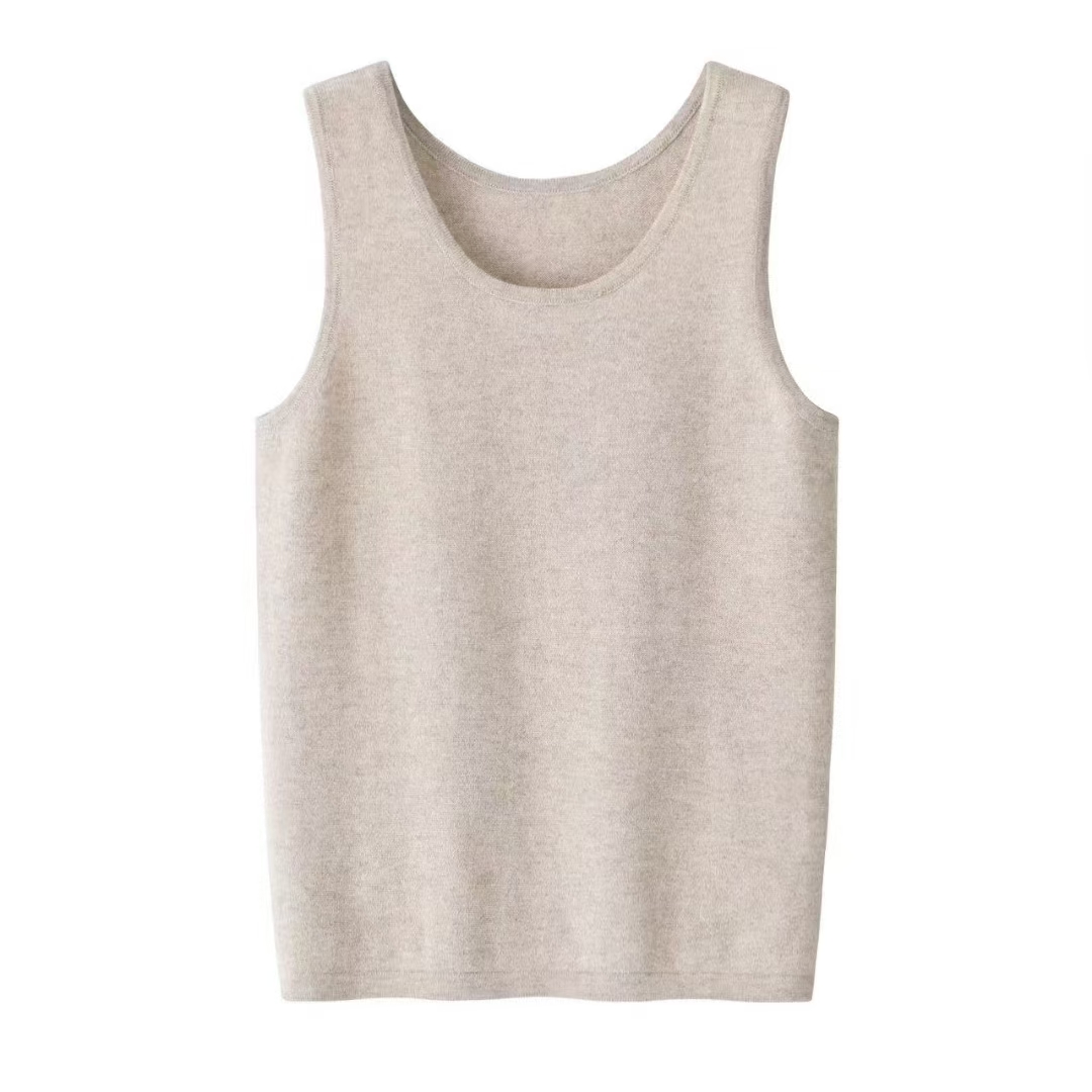 100%纯山羊绒吊带背心女装内搭修身显瘦针织打底保暖