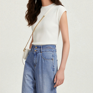 精纺羊毛德国扬子纱圆领包肩袖弹性修身款t恤针织衫抗条显瘦柔软