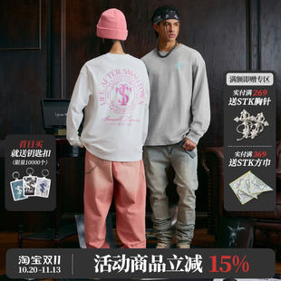 STK SmallTownKid 圆形排版长袖T恤 内搭美式复古休闲街头国潮牌