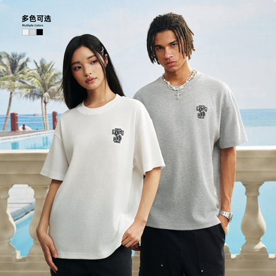 STK SmallTownKid 贴皮华夫格基础短袖T恤夏季新款男女潮流上衣