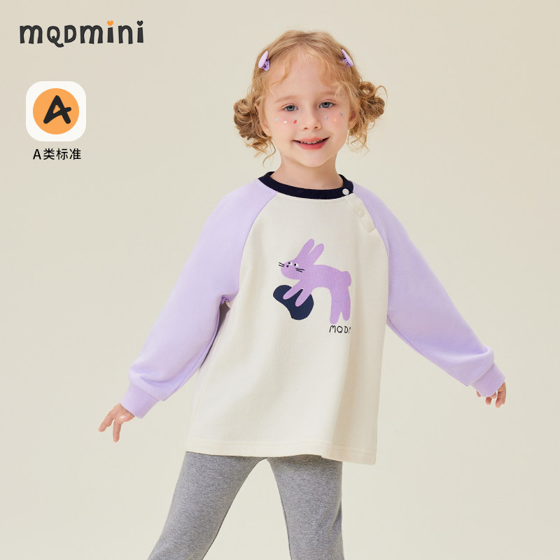 mqdmini女童秋季兔子印花连衣裙图片