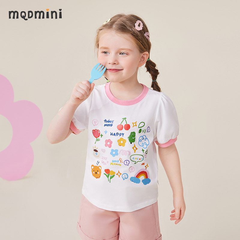 MQDmini女童夏季卡通撞色T恤图片