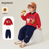 儿童新款 红色卫衣卫裤 两件套宝宝春装 MQDmini男童套装 拜年服童装