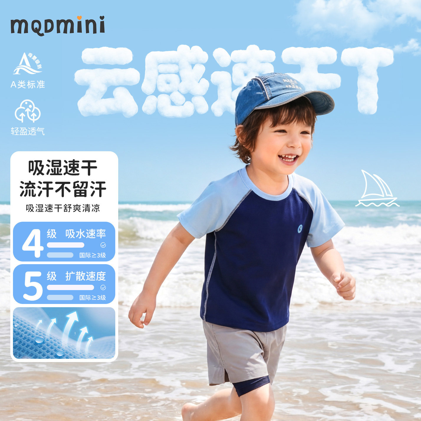 MQDmini儿童夏季防晒速干短袖图片