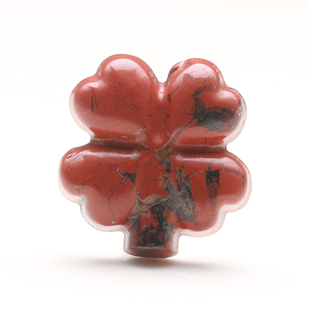 天然水晶吊坠项链红竹石四叶草石英质玉红碧玉有金点一物一图A23