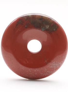 天然水晶吊坠项链红竹石平安扣石英质玉红碧玉有金点一物一图A19