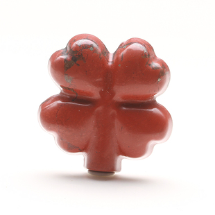 天然水晶吊坠项链红竹石四叶草石英质玉红碧玉有金点一物一图A24