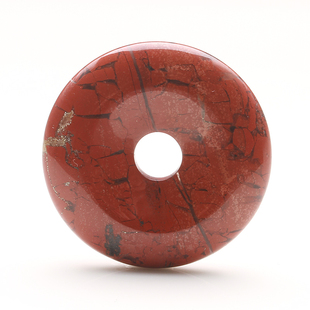 天然水晶吊坠项链红竹石平安扣石英质玉红碧玉有金点一物一图A21