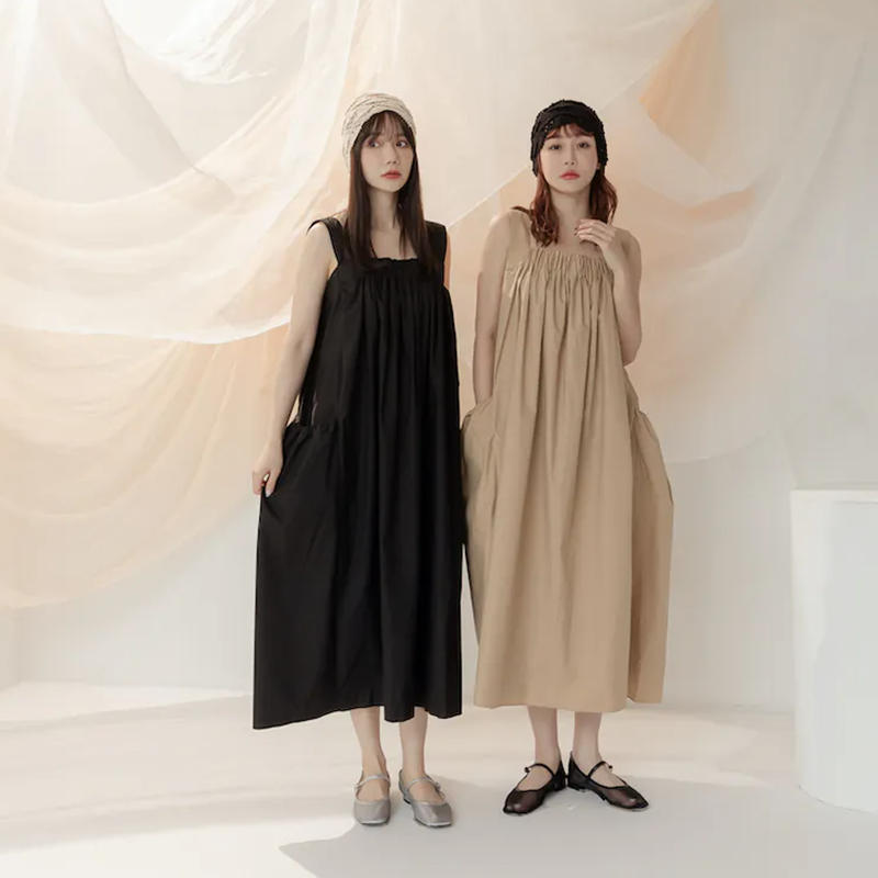 TXGN 甜系新款女士工装风背带裙休闲慵懒风吊带大摆连衣裙