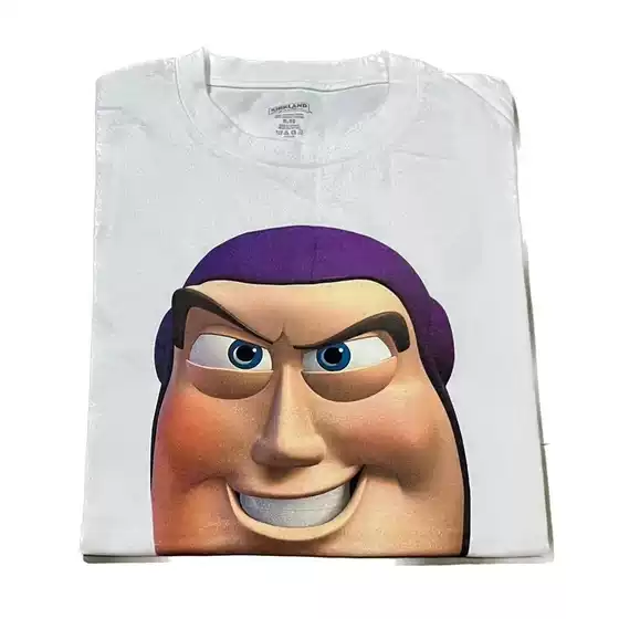 Buzz Lightyear Head Print Short-Sleeved T-Shirt Toy Story (Buzz Lightyear High Street Style Creative Top)