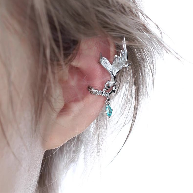 原创鱼尾耳挂耳饰无性别小众设计无耳洞耳骨夹女高级感冷淡耳环