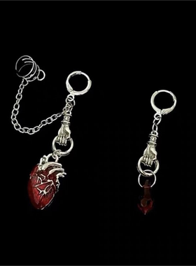 Vintage古着风超火!Braveheart暗黑系心脏哥特元素潮酷耳饰