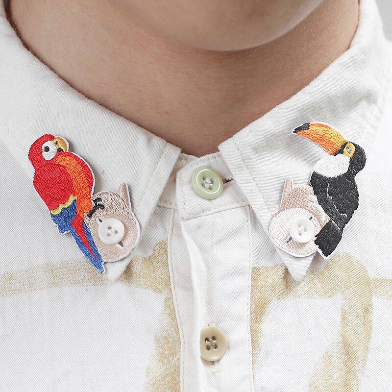 刺绣纽扣布贴衬衣纽扣装饰可爱动物装饰扣贴DIY