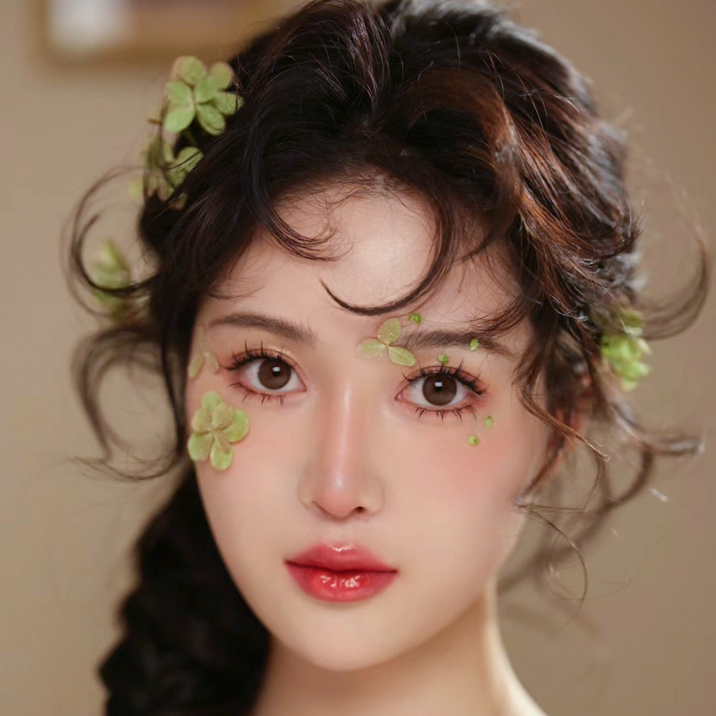 贴脸干花新娘化妆写真拍照创意脸部贴花饰品儿童舞台妆眼妆花瓣妆