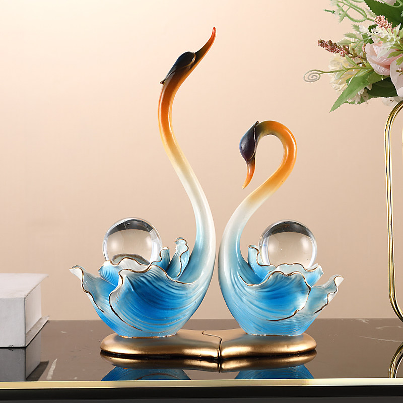 水晶天鹅摆件一对高级感夜灯客厅酒柜电视柜装饰品结婚送新人礼物,家居饰品,装饰摆件,淘宝优惠券,粉丝福利购,淘宝优惠卷