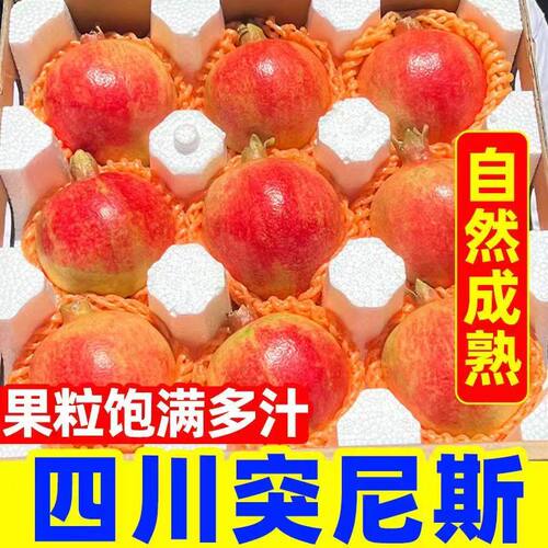 突尼斯软籽石榴酸甜多汁新鲜水果应当季红宝石石榴四川会理红整箱