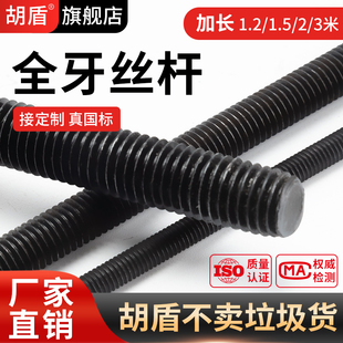 胡盾高强度加长丝杆牙条8.8 12.9螺纹全牙丝杠m12m16m20螺杆 10.9