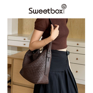 Sweetbox小众软皮编织托特包女大容量松弛感单肩通勤hobo斜挎大包