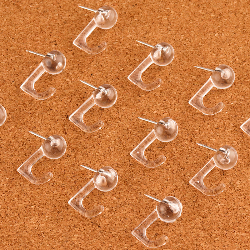 软木板固定透明挂钩图钉创意按钉项链钥匙环饰品收纳装饰工字钉