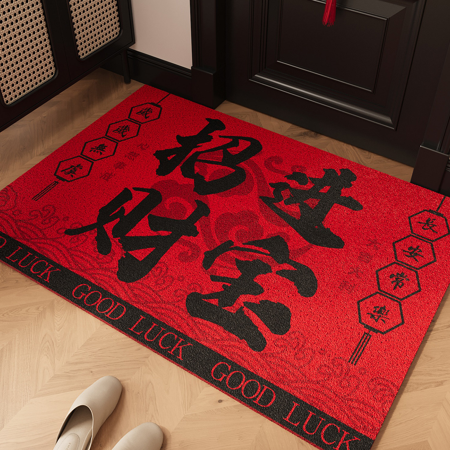 红色入户门地垫2026新款玄关大门口进门脚垫防滑除尘耐脏可裁剪毯,居家布艺,入户地垫,淘宝优惠券,粉丝福利购,淘宝优惠卷