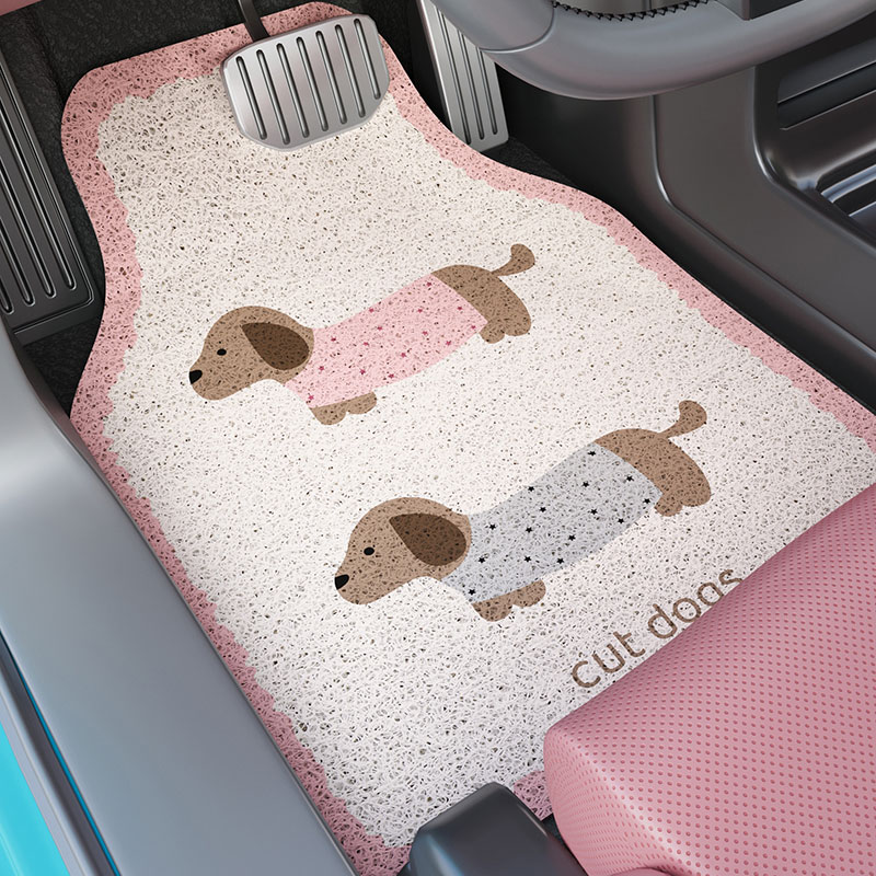 卡通可爱丝圈汽车脚垫女生