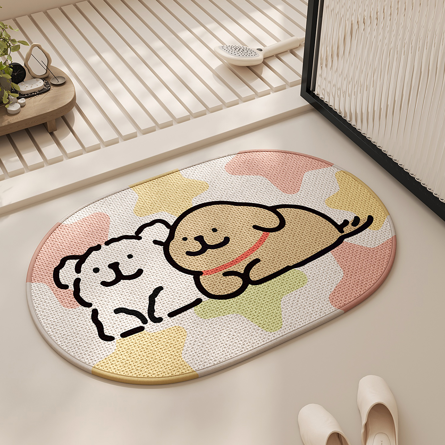椭圆卡通卫生间地垫易打理洗手间门口吸水速干擦脚地毯浴室防滑垫