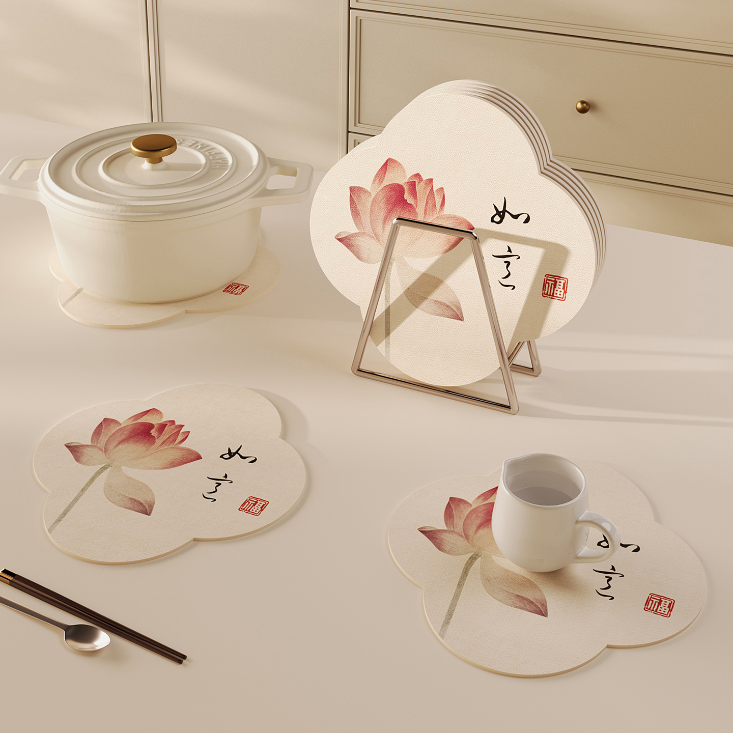 新中式杯垫禅意硅藻泥吸水餐垫防烫耐高温桌面保护垫沥水垫碗盘垫