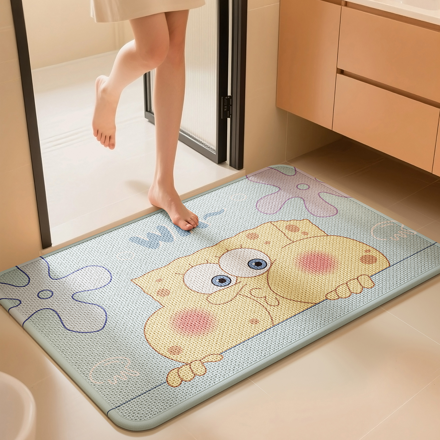 浴室防滑垫吸水厕所门口速干擦脚垫耐脏免洗卫生间地垫卡通厚地毯