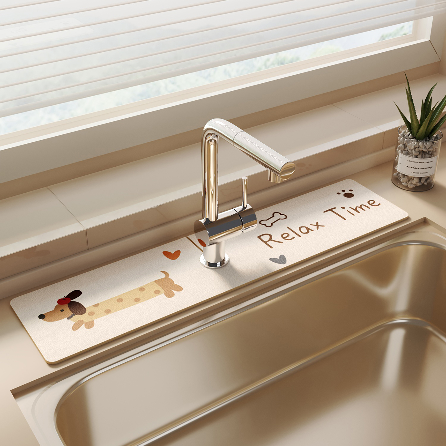 卡通狗狗水龙头吸水垫厨房地垫