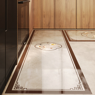 新中式 厨房防滑防油地垫家用软玻璃透明免洗可擦防水地毯专用脚垫