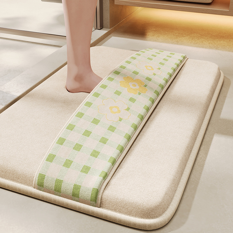 浴室防滑垫小清新记忆海绵印花速干擦脚背地毯卫生间地垫吸水加厚