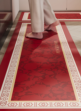 红色新年喜庆厨房防滑地垫硅藻泥门口吸水脚垫耐脏防摔浴室门垫子