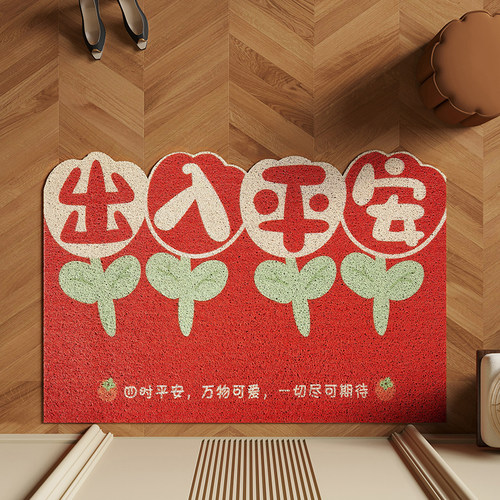 丝圈地垫入户门垫防水防滑新年喜庆红地毯玄关大门口进门除尘脚垫