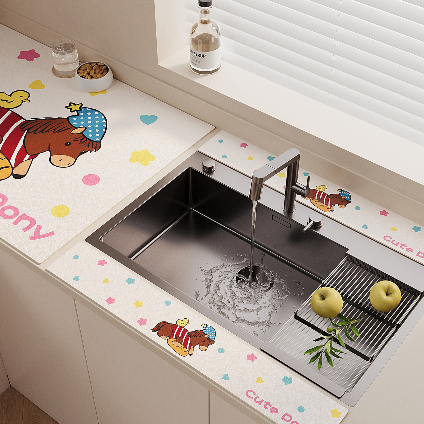 洗手台硅藻泥窄边沥水垫厨房水龙头吸水垫卡通小马免洗可擦台面垫,居家布艺,厨房地垫,淘宝优惠券,粉丝福利购,淘宝优惠卷