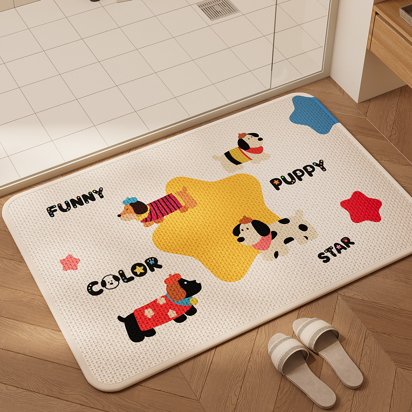 卫生间地垫卡通狗狗厕所门口吸水擦脚垫浴室防滑垫子耐磨耐脏地毯