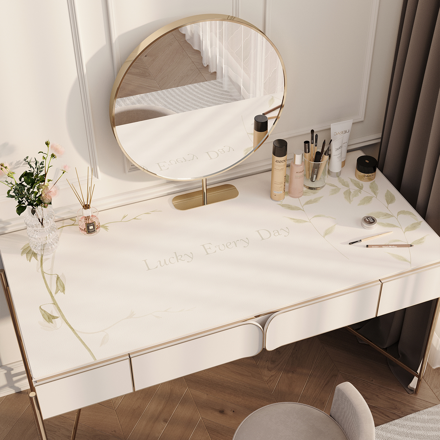 梳妆台垫免洗可擦桌面保护垫化妆台皮革桌布防污防水防油耐脏防滑