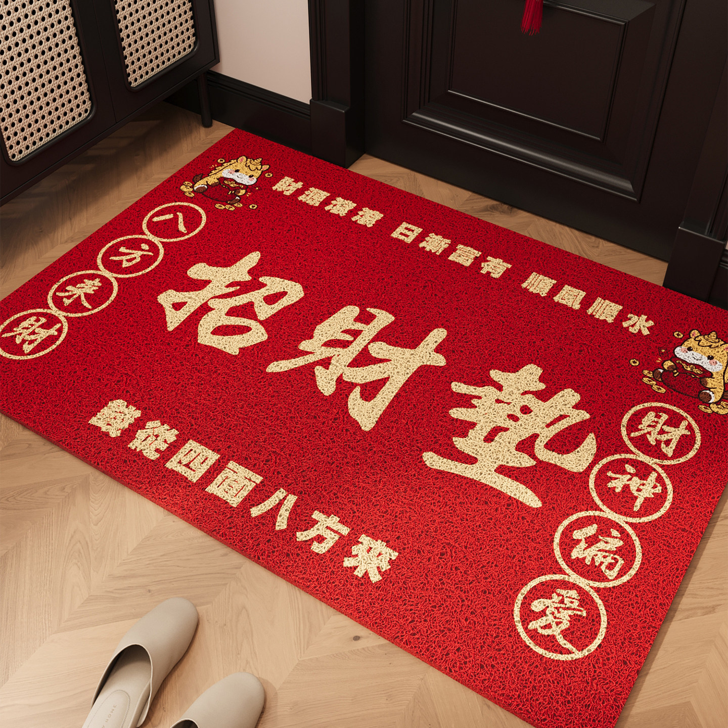 红色入户门地垫丝圈脚垫耐磨除尘免洗玄关大门进门耐脏可裁剪地毯,居家布艺,入户地垫,淘宝优惠券,粉丝福利购,淘宝优惠卷