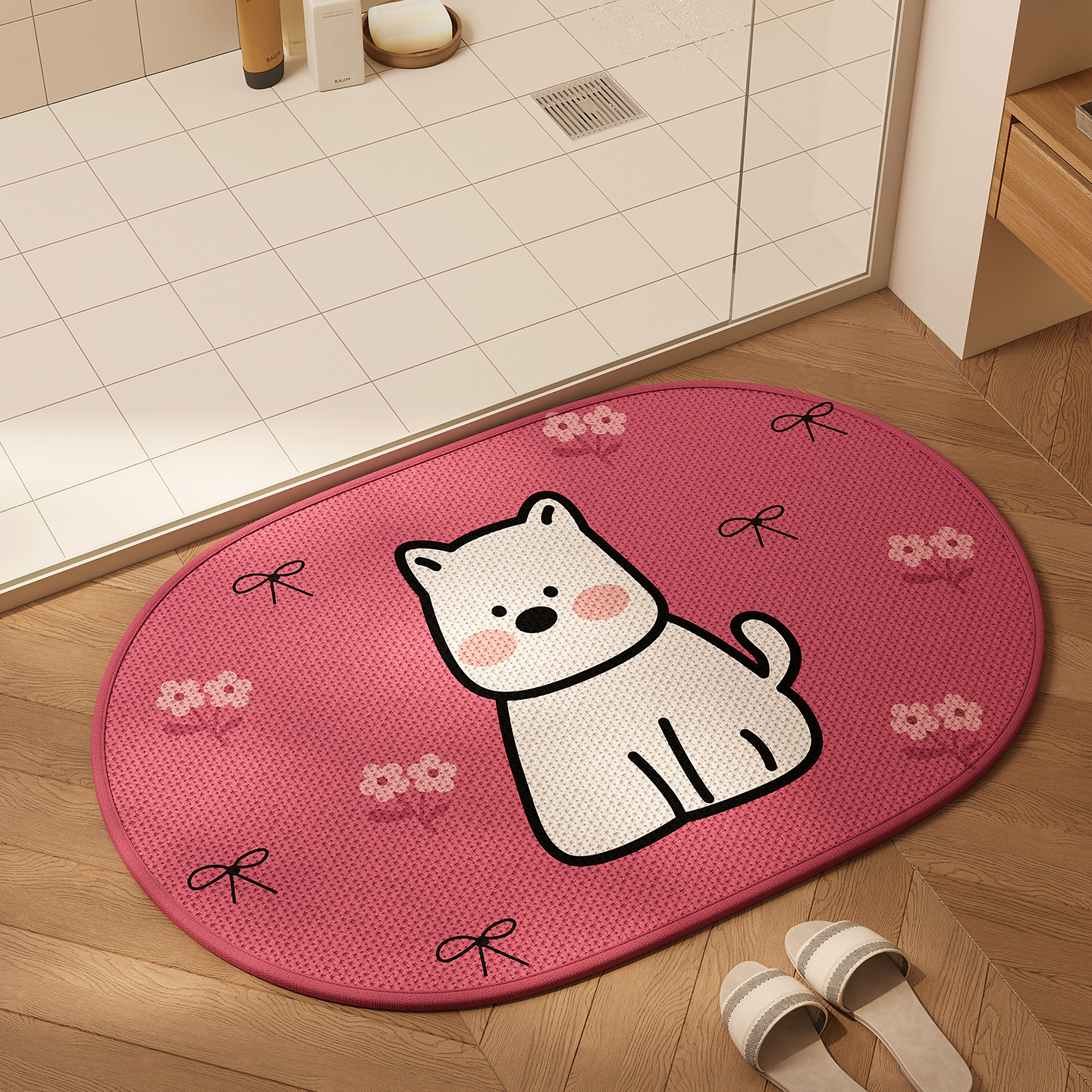 卫生间地垫椭圆吸水卡通厕所门口速干擦脚垫免洗厚地毯浴室防滑垫